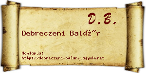 Debreczeni Balár névjegykártya